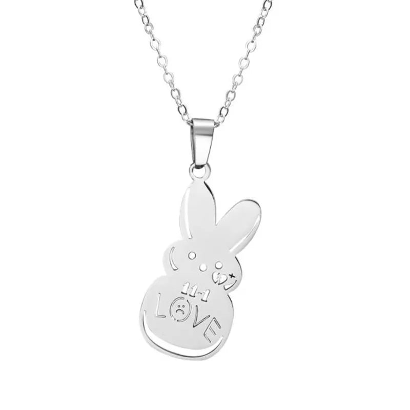 Kpop Lil Peep Love Rabbit Pendant Necklaces Stainless Steel