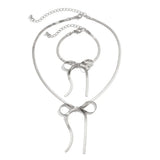 Kpop Butterfly Bow Necklace & Bracelet Set