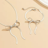 Kpop Butterfly Bow Necklace & Bracelet Set