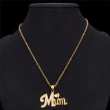 Love Mum Pendant Charms Gold/Silver Necklace Rhinestone Women Jewelry