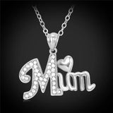 Love Mum Pendant Charms Gold/Silver Necklace Rhinestone Women Jewelry