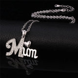 Love Mum Pendant Charms Gold/Silver Necklace Rhinestone Women Jewelry