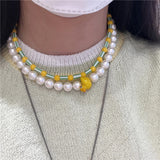 Kpop Goth Harajuku Animal Pearl Necklace Duck Ladybug Cartoon Choker