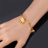 Elephant Charms Bracelet Bangle Jewelry For Women H516