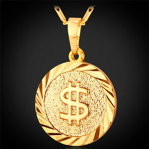 Round Coin Necklace Women Pendant Necklace Collana Con Chain Hip-hop Jewelry