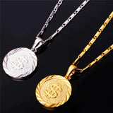 Round Coin Necklace Women Pendant Necklace Collana Con Chain Hip-hop Jewelry