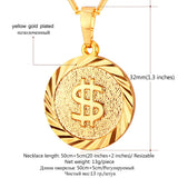 Round Coin Necklace Women Pendant Necklace Collana Con Chain Hip-hop Jewelry