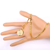 Round Coin Necklace Women Pendant Necklace Collana Con Chain Hip-hop Jewelry