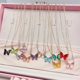 Colorful Crystal Butterfly Pendant Necklace for Women's Cocktail Party