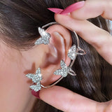 Kpop Zircon Butterfly Ear Clip Women EarCuffs Jewelry