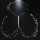 Kpop Rhinestone Multilayer Body Chain Stainless Steel Jewelry For Women