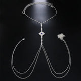 Kpop Rhinestone Multilayer Body Chain Stainless Steel Jewelry For Women