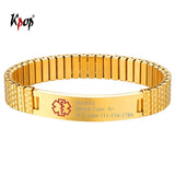 Mens Stainless Steel Medical Alert ID Bracelet