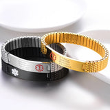 Mens Stainless Steel Medical Alert ID Bracelet