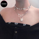 Kpop Heart Wing Choker Necklace Stainless Steel Harajuku Collar