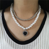 Kpop Heart Wing Choker Necklace Stainless Steel Harajuku Collar