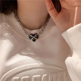Kpop Heart Wing Choker Necklace Stainless Steel Harajuku Collar