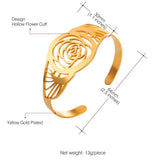 Stainless Steel Hollow Rose Flower Bangle Bracelet For Women Jewelry