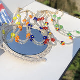Kpop Sweet Pearl Flower Beaded Chain Clavicle Choker Necklace