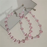 90s Y2k Pink Heart Choker Necklace for Women