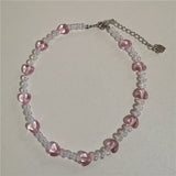 90s Y2k Pink Heart Choker Necklace for Women