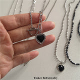 Vintage Goth Butterfly Heart Necklace Y2K Harajuku Jewelry