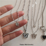 Vintage Goth Butterfly Heart Necklace Y2K Harajuku Jewelry