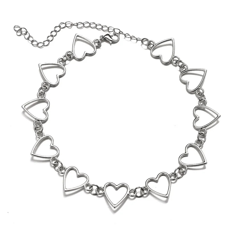 Kpop Vintage Harajuku Heart Chains Choker Necklace