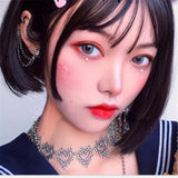 Vintage Heart Chains Choker Necklace for Women Egirl Cosplay Jewelry