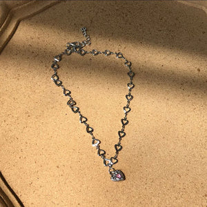 Kpop Heart Pendant Choker Clavicle Chain Necklace Women Jewelry
