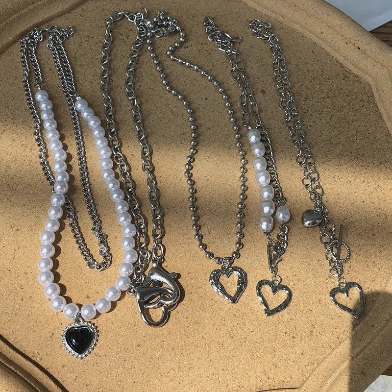 Kpop Heart Pendant Choker Clavicle Chain Necklace Women Jewelry