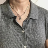 Kpop Heart Pendant Choker Clavicle Chain Necklace Women Jewelry