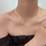 Kpop Women Neck Chain Choker Necklace Double Layer Pendant Jewelry