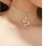 Kpop Women Snake Choker Double Layer Pendant Jewelry Collar