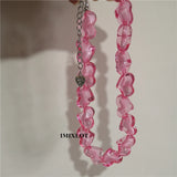Kpop Y2k Goth Acrylic Peach Heart Choker Necklace