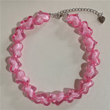 Kpop Y2k Goth Acrylic Peach Heart Choker Necklace