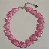 Kpop Y2k Goth Acrylic Peach Heart Choker Necklace