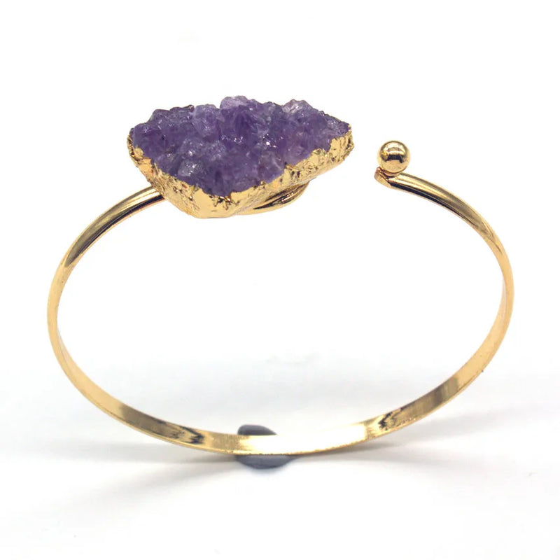 Light Yellow Amethysts Resizable Bangle Women Jewelry