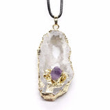 Crystal Inlay Amethyst Geode Pendant Jewelry