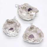 Crystal Inlay Amethyst Geode Pendant Jewelry