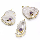 Crystal Inlay Amethyst Geode Pendant Jewelry