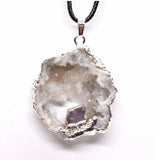 Crystal Inlay Amethyst Geode Pendant Jewelry