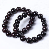 Natural Garnet Stone 12mm Round Beads Stretch Bracelet Jewelry
