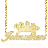 KristenCo 3D Nameplate Necklace Two Crown Plated Name Pendant Chain