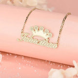 KristenCo 3D Nameplate Necklace Two Crown Plated Name Pendant Chain