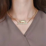 KristenCo 3D Nameplate Necklace Two Crown Plated Name Pendant Chain