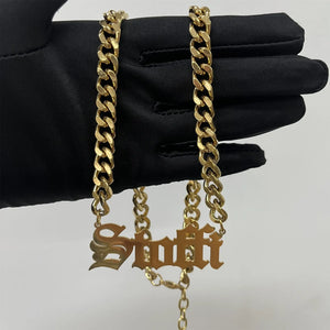 KristenCo 8mm Thick Name Necklace Old English Name Necklace