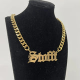 KristenCo 8mm Thick Name Necklace Old English Name Necklace