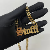 KristenCo 8mm Thick Name Necklace Old English Name Necklace
