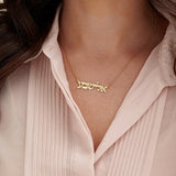Hebrew Name Necklace for Women Personalized Stainless Steel Box Chain